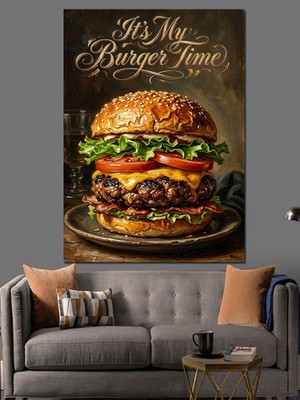 Karizma Tablo It's My Burger Time Tablosu Dekoratif Kanvas - Mdf Ahşap Tablo