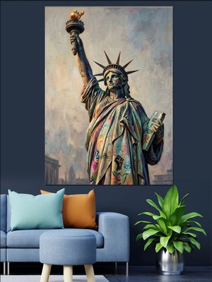 Karizma Tablo Özgürlük Heykeli Modern Tablo Dekoratif Kanvas - Mdf Ahşap Tablo