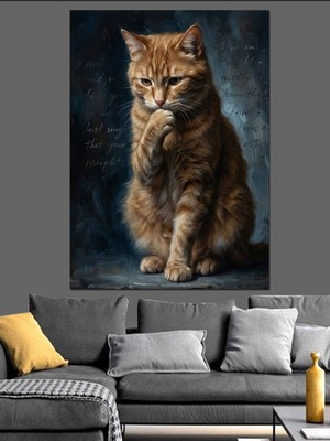 Karizma Tablo Patisini Yalayan Sevimli Tekir Kedi Dekoratif Kanvas - Mdf Ahşap Tablo