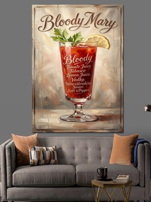 Karizma Tablo Bloody Mary Kokteyl Görseli Dekoratif Kanvas - Mdf Ahşap Tablo