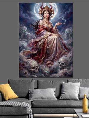 Karizma Tablo Ay Işığında Kutsal Kadın Dekoratif Kanvas - Mdf Ahşap Tablo