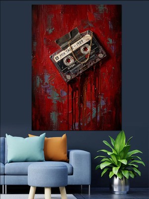 Karizma Tablo Kanayan ve Akıtılan Ses Kaseti Dekoratif Kanvas - Mdf Ahşap Tablo
