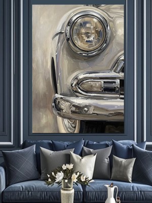 Karizma Tablo Klasik Beyaz Araba Detayı Dekoratif Kanvas - Mdf Ahşap Tablo