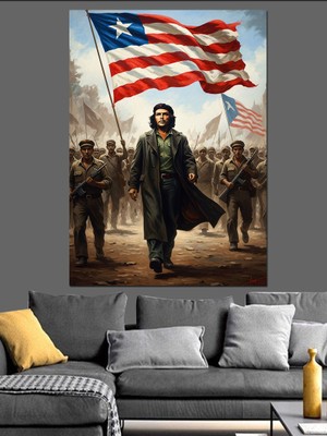 Karizma Tablo Amerikan Bayraklı Özgürlük Yürüyüşü Dekoratif Kanvas - Mdf Ahşap Tablo