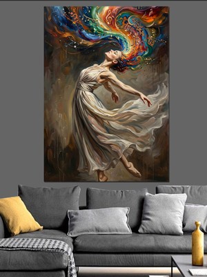 Tablomega Başı Galaksi Olan Kadın Portresi Dekoratif Kanvas - Mdf Ahşap Tablo