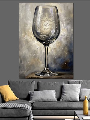 Tablomega Boş Şarap Kadehi Sanatsal Detay Dekoratif Kanvas - Mdf Ahşap Tablo