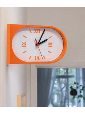 Hanart Istasyon Tipi Çift Taraflı Modern Dekoratif Duvar Saati Turuncu