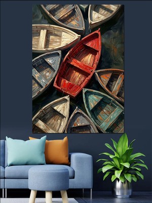 Tablomega Üstten Görünüm Renkli Sandallar Tablosu Dekoratif Kanvas - Mdf Ahşap Tablo