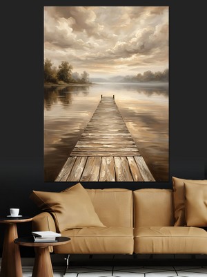 Karizma Tablo Göl Kenarında Sonsuzluğa Uzanan Iskele Dekoratif Kanvas - Mdf Ahşap Tablo