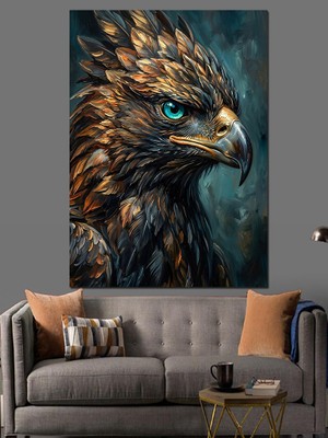 Karizma Tablo Yakın Çekim Heybetli Kartal Portresi Dekoratif Kanvas - Mdf Ahşap Tablo