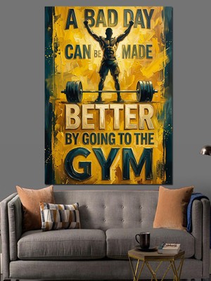 Karizma Tablo Spor Salonu Motivasyon Yazılı Poster Dekoratif Kanvas - Mdf Ahşap Tablo