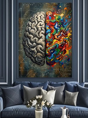 Karizma Tablo Yaratıcı Beyin ve Renkli Analiz Dekoratif Kanvas - Mdf Ahşap Tablo