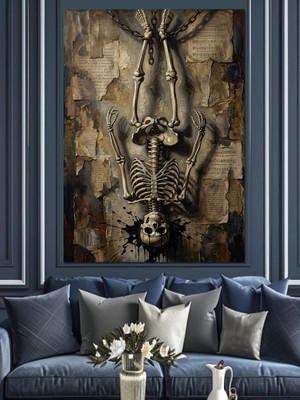 Karizma Tablo Asılı Duran Kemik Iskelet Dekoratif Kanvas - Mdf Ahşap Tablo
