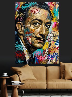 Karizma Tablo Salvador Dali Renkli Modern Portre Dekoratif Kanvas - Mdf Ahşap Tablo