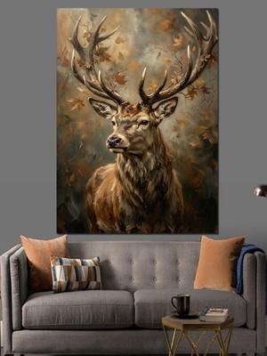 Tablomega Bahar Çiçekleri Arasında Ulu Geyik Dekoratif Kanvas - Mdf Ahşap Tablo