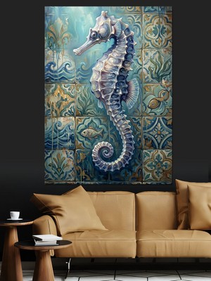 Tablomega Denizatı ve Mavi Mercan Tablosu Dekoratif Kanvas - Mdf Ahşap Tablo