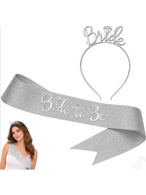 Süsle Bebek ve Parti Bride Taç ve Bride To Be Kuşak Seti - Gümüş