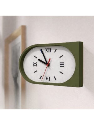 Hanart Istasyon Tipi Çift Taraflı Modern Dekoratif Duvar Saati Haki