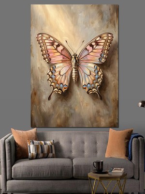 Tablomega Yakın Çekim Narin Pembe Kelebek Dekoratif Kanvas - Mdf Ahşap Tablo