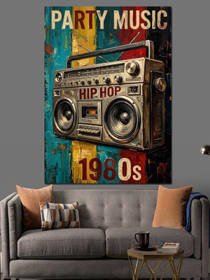 Karizma Tablo 1980'LER Hip Hop Radyo Tablosu Dekoratif Kanvas - Mdf Ahşap Tablo