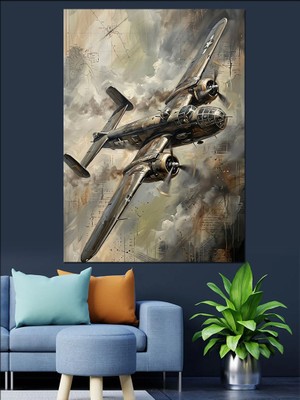 Karizma Tablo Savaşan Klasik Ikinci Dünya Savaşı Uçağı Dekoratif Kanvas - Mdf Ahşap Tablo