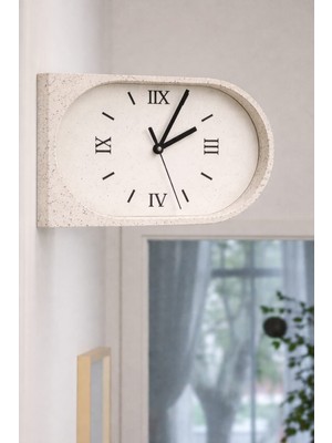 Hanart Istasyon Tipi Çift Taraflı Modern Dekoratif Duvar Saati Mermer Desenli