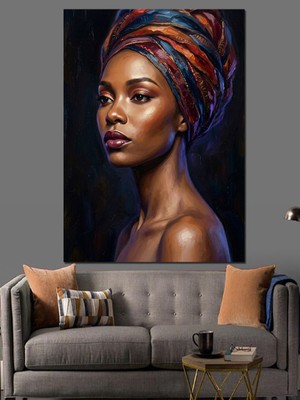 Tablomega Afrika Kültürü Kadın Portre Tablo Dekoratif Kanvas - Mdf Ahşap Tablo