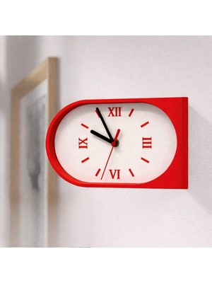 Hanart Istasyon Tipi Çift Taraflı Modern Dekoratif Duvar Saati Kırmızı