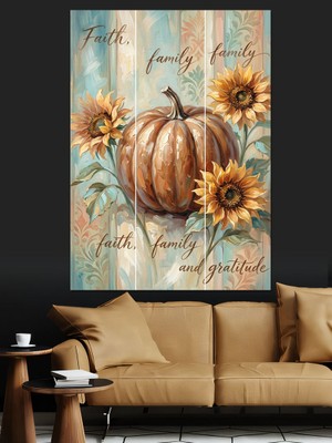Karizma Tablo Kabak ve Ayçiçekleri Hasat Tablosu Dekoratif Kanvas - Mdf Ahşap Tablo