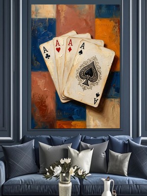 Karizma Tablo Iskambil Kağıtları ve Oyun Odası Dekoratif Kanvas - Mdf Ahşap Tablo