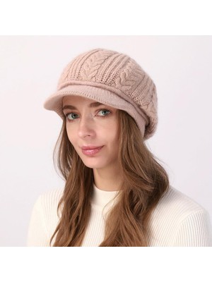 Valkyrie Kadın Triko Şapka Yumuşak Dokulu Kışlık Bere Şapka Günlük Kullanım Kaşe Model Pembe