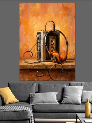 Karizma Tablo Radyo Üzerinde Oturan Küçük Sincap Dekoratif Kanvas - Mdf Ahşap Tablo