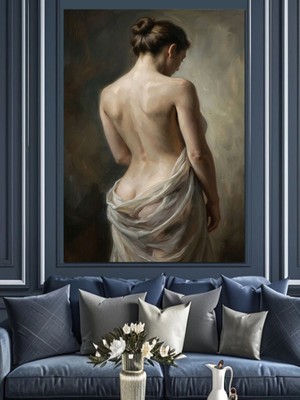 Karizma Tablo Çıplak Sırtlı Zarif Kadın Dekoratif Kanvas - Mdf Ahşap Tablo