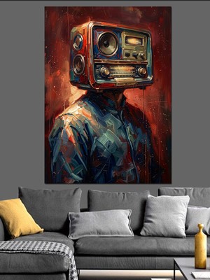 Karizma Tablo Baş Yerinde Radyo Olan Modern Adam Dekoratif Kanvas - Mdf Ahşap Tablo
