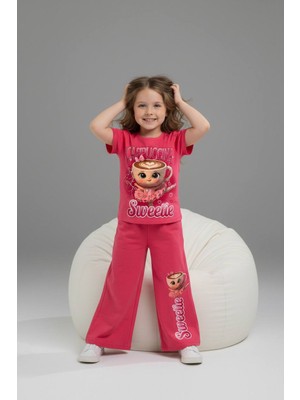 Pijakids - Serenad Pjkbp Ballerina Cappucino Desenli Bol Paça Kız Çocuk Kısa Kol Takım 3-10 Yaş 6554