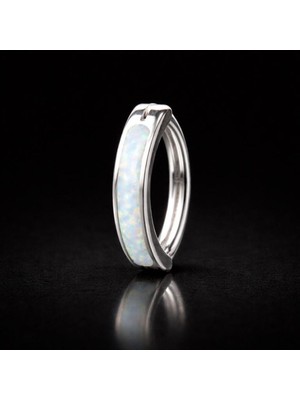 Rupen Kraft %100 G23 Titanium Beyaz Opal Taş Titanyum Göbek Piercing Toka Model Titanyum Piercing