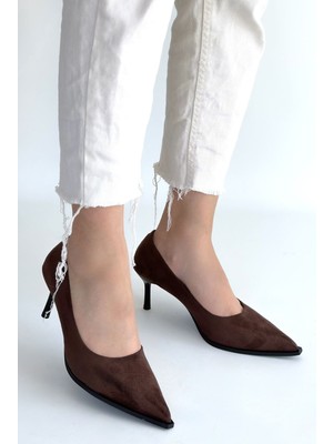 Kendim Fashion Gute Kahverengi Süet Topuklu Ayakkabı