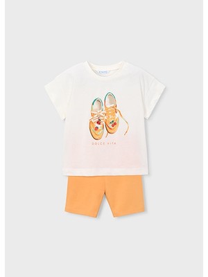 Mayoral Kız Çocuk Kısa Tayt T-Shirt Takım Turuncu - 03731