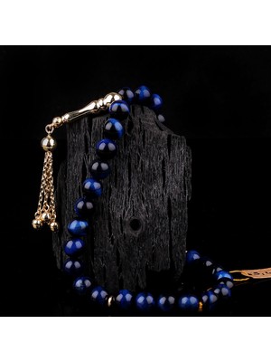 İskender Tesbih Mavi Kaplan Gözü Altın Tesbih