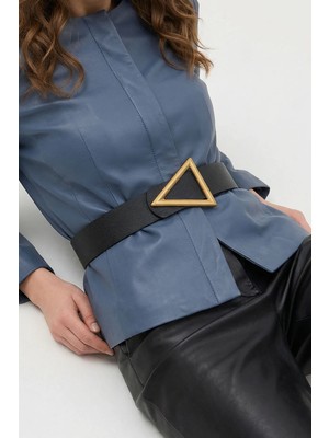 Milleniva Üçgen Gold Tokalı Siyah Kadın Bel Kemeri