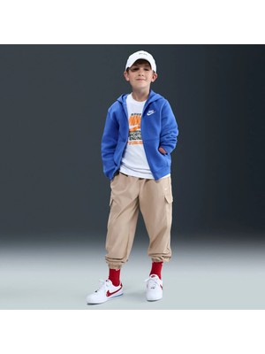 Nike Sportswear Club Fleece Unisex Çocuk Mavi Tam Fermuarlı Kapüşonlu Sweatshirt | FD3004-411