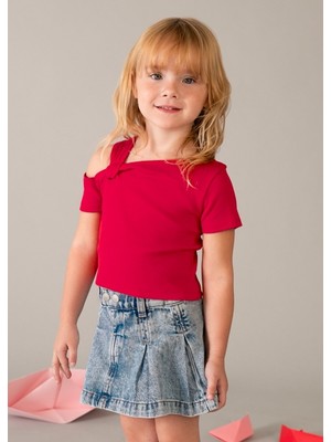 Mayoral Kız Çocuk Pileli Kot Etek Mavi - 03905