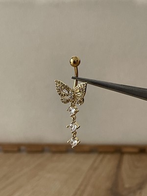 316 L Cerrahi Kelebek Model Sallantılı Göbek Piercingi Kelebek Piercing