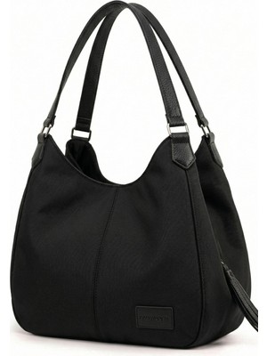 Cappadocia Vintage 5086 Parlak Siyah 3 Bölmeli Günlük Kadın Omuz Çantası (Yumuşak Pu Deri Tote)