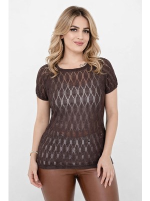 Lavella Kadın Triko Kısa Kol Bluz 12943 BGL-ST05309