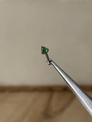 Rupen Kraft 316 L Cerrahi Çelik Pençe Doğal Taş Yeşil Çelik Tragus Piercing Kıkırdak Labret Piercing