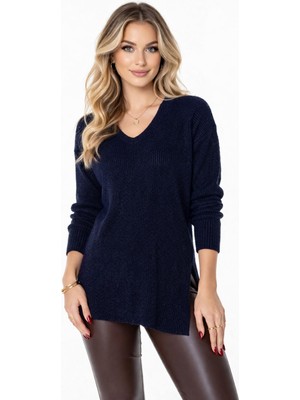 Lavella Kadın V Yaka Yaka Simli Kazak 12141 BGL-ST05304