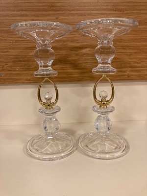 Plus Home Şamdan Mumluk 2'li Kesme Cam Altın Yükseklik 28 cm Çap 13 cm