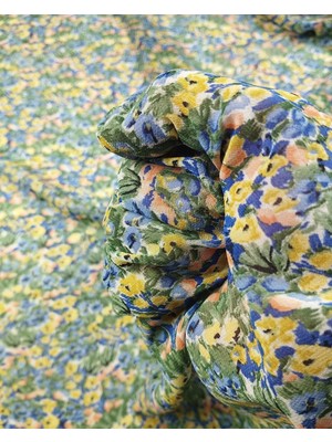 Kumaş Parça Rengarenk Çıtır Çiçek Şifon En: 150CM