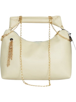 Feedback Zincir Askılı Deri Çanta-Krem